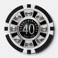 Amy 40 Cumpleaños Vegas Casino Chip Silver Black2