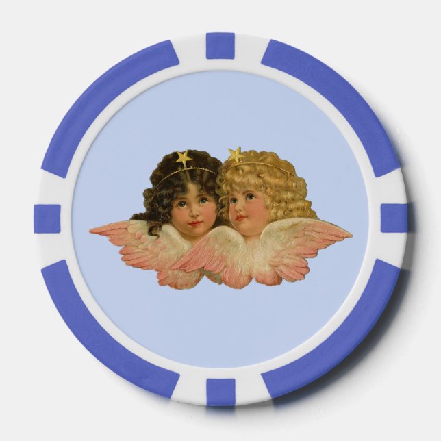 Fichas De Póquer Ángeles Victorianos Baby Blue (Anverso)