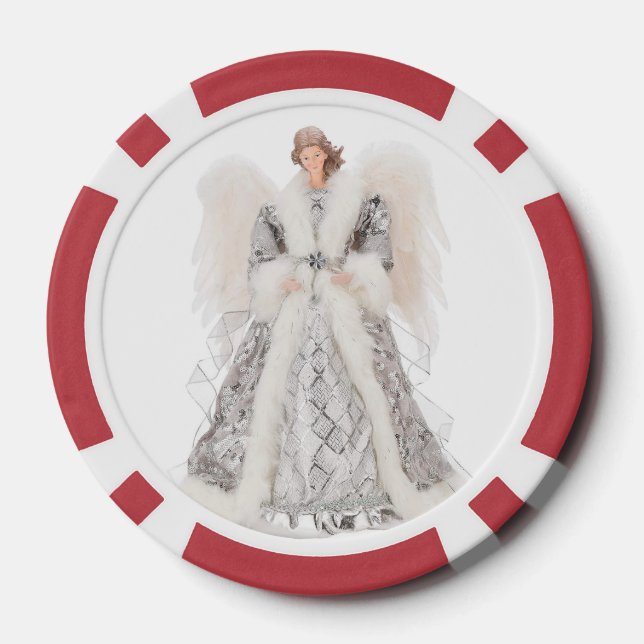 Fichas De Póquer Angels Chips de póquer, borde rojo a rayas (Reverso )