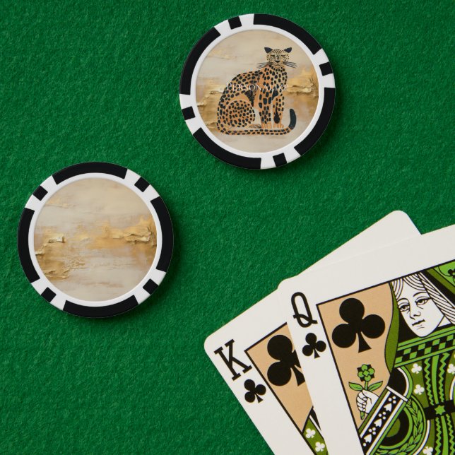 Fichas De Póquer Animal de Cream Gold Leopard (Mesa de Poker (Doble))