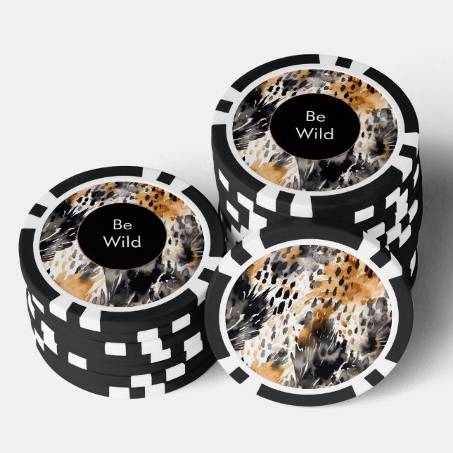 Fichas De Póquer Animal de leopardo negro de crema blanca (Pila)
