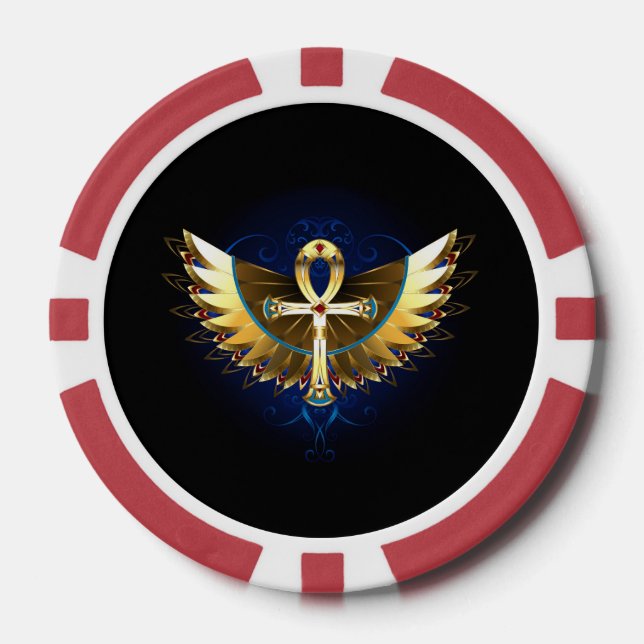 Fichas De Póquer Ankh de oro con alas (Anverso)