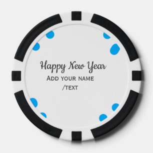Fichas De Póquer Año nuevo feliz lunares azules agregar nombre mens