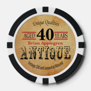 Fichas De Póquer Antiguo, Madurado y Vintage 40 Aniversario