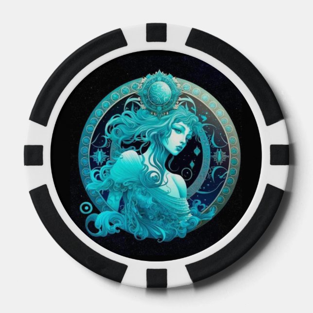 Fichas De Póquer Aquarius Zodiac Poker Chips - Tema Astrológico (Anverso)