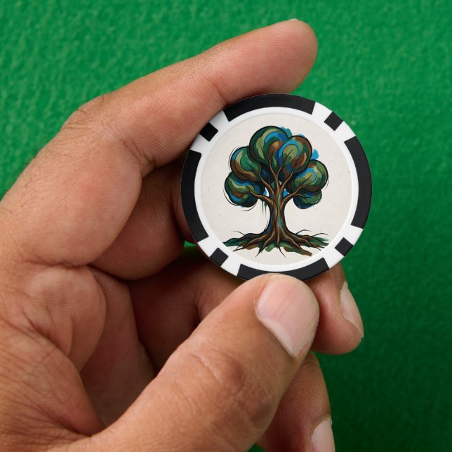 Fichas De Póquer Árbol abstracto arte juguetón (Mano)