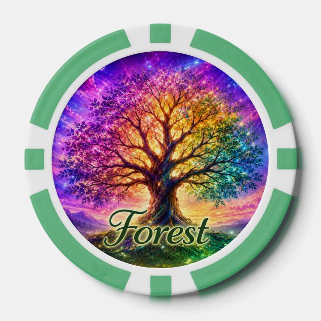 Fichas De Póquer Árbol de la Vida del Bosque (Anverso)