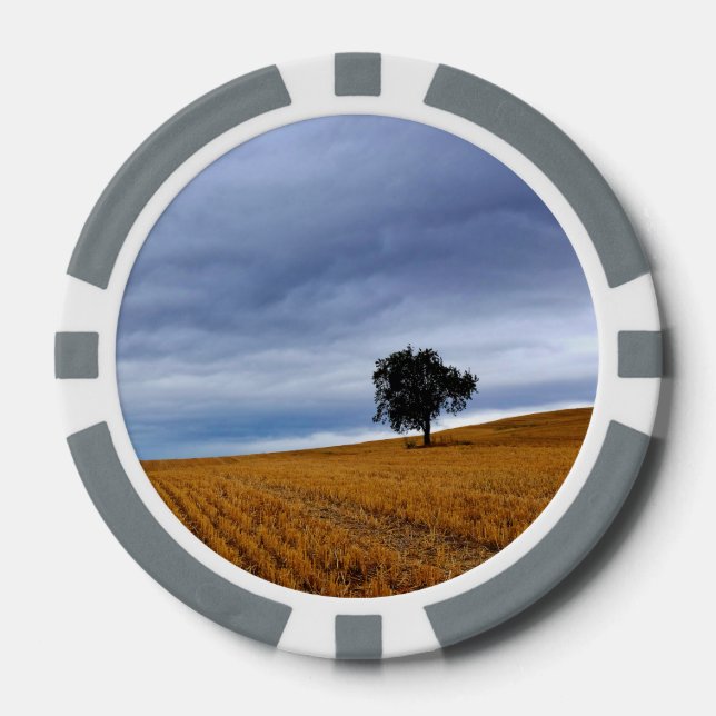 Fichas De Póquer Árbol en un campo de trigo (Anverso)