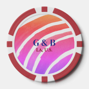 Fichas De Póquer Arcoiris amarillo rosa añaden nombre de pareja ciu