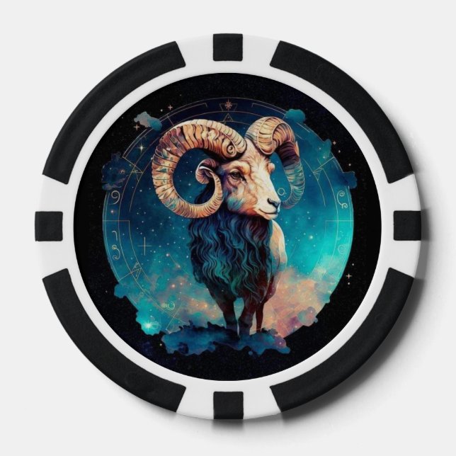 Fichas De Póquer Aries Zodiac Poker Chips - Astrología Símbolo Jueg (Anverso)