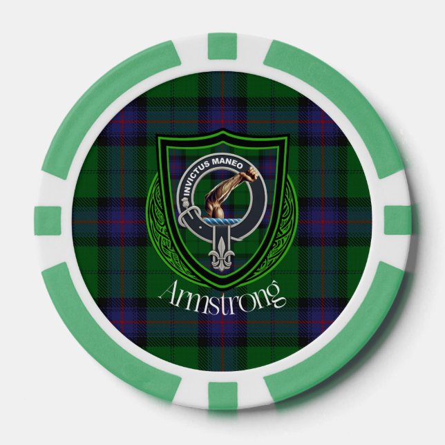Fichas De Póquer Armstrong Scottish Clan Tartan & Crest (Anverso)