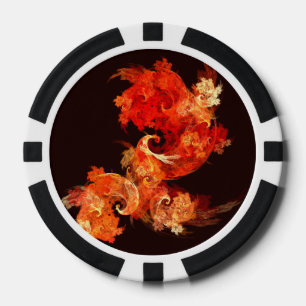 Fichas De Póquer Arte abstracto de aves de fuego bailando