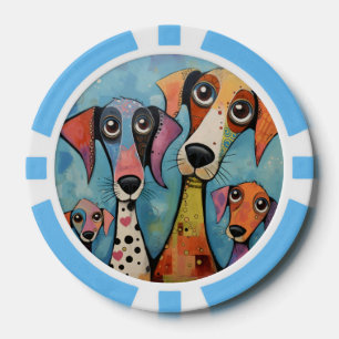 Fichas De Póquer Arte abstracto de perro colorido estilo cartoon