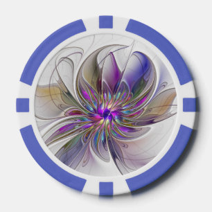 Fichas De Póquer Arte abstracto fractal de flores enérgico y colori
