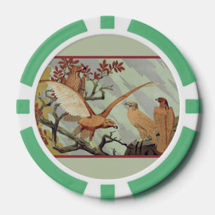 Fichas De Póquer Arte Antiguo Art Nouveau Águila Verde Salvia Arte 