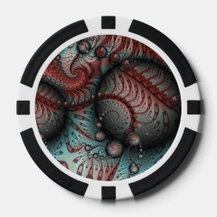 Fichas De Póquer Arte fractal de fantasía vívida abstracta marrón a