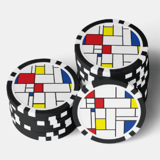 Fichas De Póquer Arte Moderno De Stijl Geométrico Minimalista Mondr