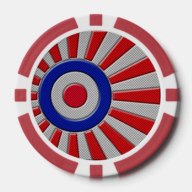 Fichas De Póquer Audaz Roundel Sunburst Design al estilo de la fibr (Anverso)