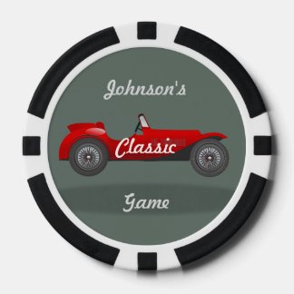 Fichas De Póquer Auto personalizado retro clásico verde