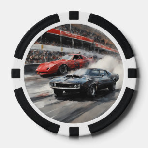 Fichas De Póquer Automóviles de Músculo Rojo y Negro