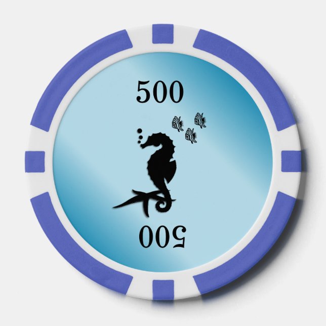 Fichas De Póquer Azul de Caballo de Mar (Anverso)
