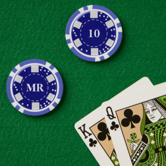 Fichas De Póquer Azul monogramado 10