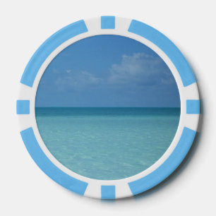 Fichas De Póquer Azul turquesa tropical del horizonte del Caribe