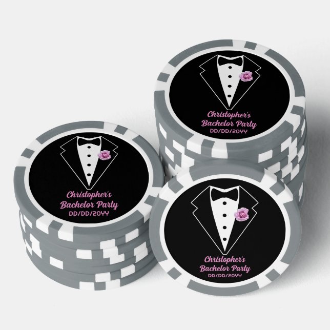 Fichas De Póquer Bacheller Party Poker Black Tuxedo Lavender Rosa (Pila)