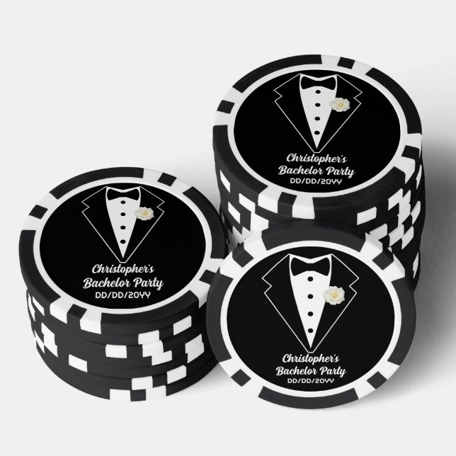 Fichas De Póquer Bacheller Party Poker Black Tuxedo Rosa Blanca (Pila)