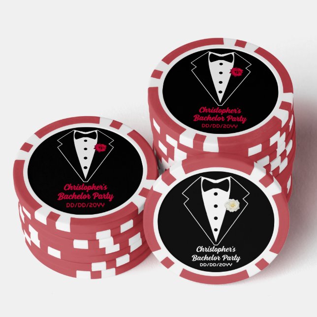 Fichas De Póquer Bacheller Party Poker Black Tuxedo Rosa Roja (Pila)