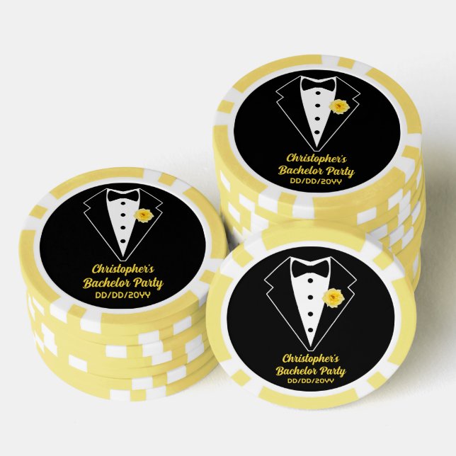 Fichas De Póquer Bacheller Party Poker Black Tuxedo Yellow Rose (Pila)