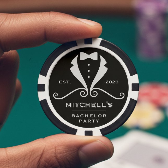 Fichas De Póquer Bachelor Party Tuxedo Suit Bowtie Black Wedding (Subido por el creador)