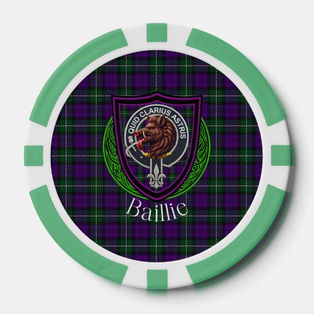 Fichas De Póquer Baillie Scottish Clan Tartan & Crest (Anverso)