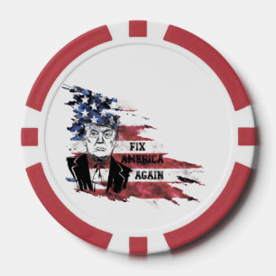 Fichas De Póquer Bandera de Estados Unidos. Donald Trump.