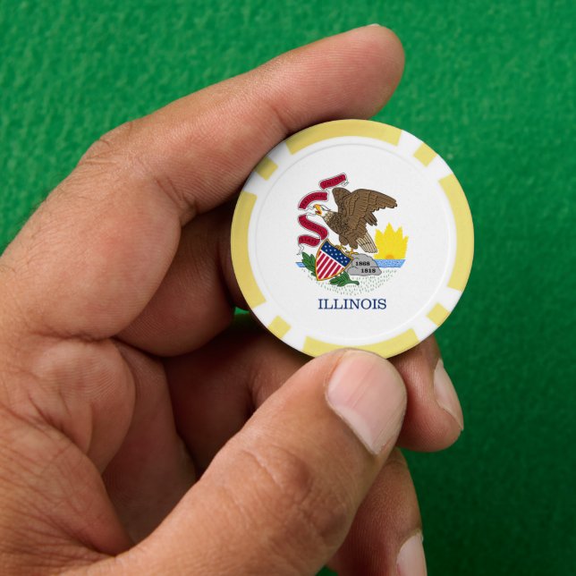 Fichas De Póquer Bandera de Illinois (Mano)