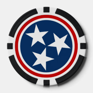 Fichas De Póquer Bandera Estatal Tennessee Estrellas Blancas Azules