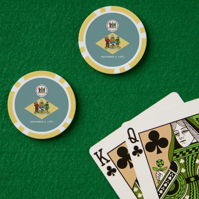 Fichas De Póquer Bandera y sello de Delawarean, Delaware (Mesa de Poker (Doble))