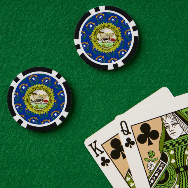 Fichas De Póquer Bandera y Sello de Nevadan, Nevada (Mesa de Poker (Doble))
