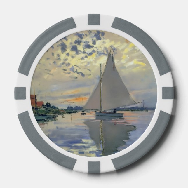 Fichas De Póquer Barco de vela de Monet Impresionismo francés Arte  (Anverso)