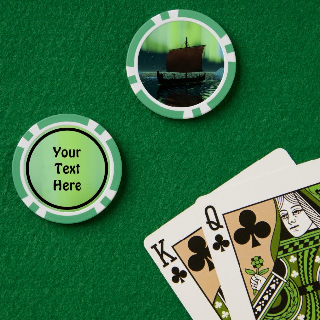 Fichas De Póquer Barco Viking Bajo Luces del Norte (Mesa de Poker (Doble))