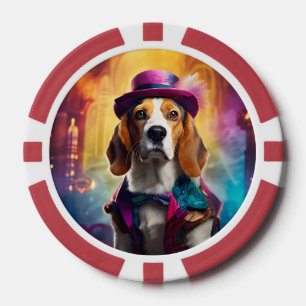 Fichas De Póquer Beagle en traje vibrante