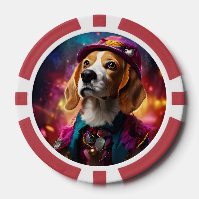 Fichas De Póquer Beagle en un Gorra rosado (Anverso)