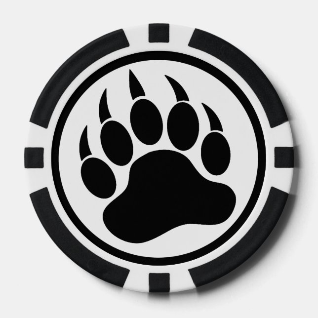 Fichas de póquer Bear Paw negras y blancas (Anverso)