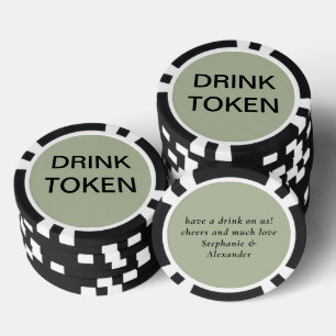 Fichas De Póquer Bebida simple recién casada Boda Token Sage Green