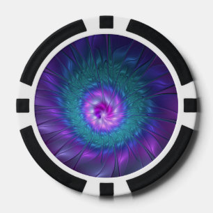 Fichas De Póquer Belleza floral abstracta arte fractal colorido Flo