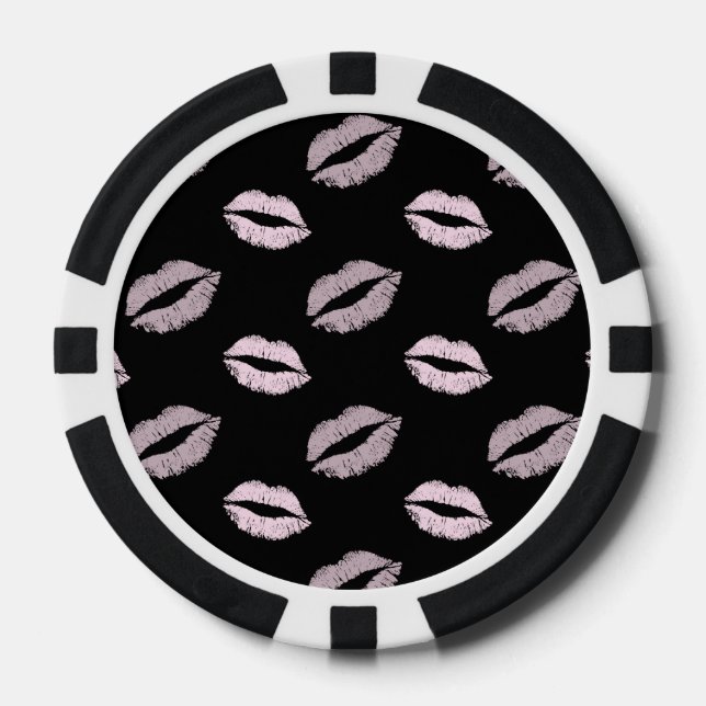 Fichas De Póquer Besos Rosados Plateados (Anverso)