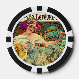 Fichas De Póquer Biscuits Lefevre-Utile de Alphonse Mucha (1896)