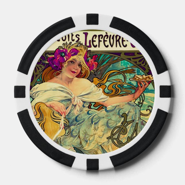 Fichas De Póquer Biscuits Lefevre-Utile de Alphonse Mucha (1896) (Anverso)