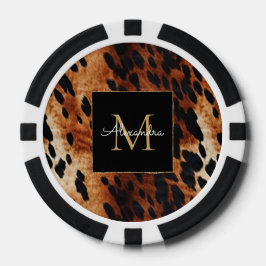 Fichas De Póquer Black Cream Brown Cowhide Gold Monogram 