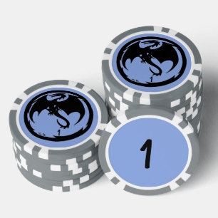 Fichas De Póquer Black Dragon azul gris 1 rayado chip de póker